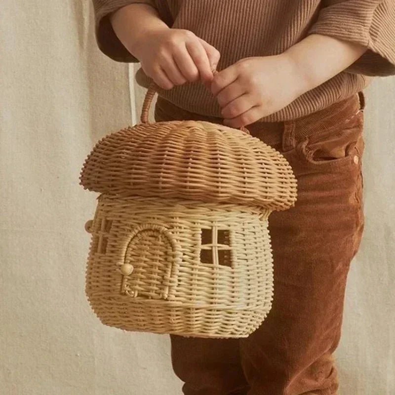 Load image into Gallery viewer, Handmade Rattan Baskets for Kids – Playtime Storage, Travel Accessories &amp; Decor | Handmade Rattan Baskets for Kids – Playtime Storage, Travel Accessories &amp; Decor | Domvora Home &amp; Deco
