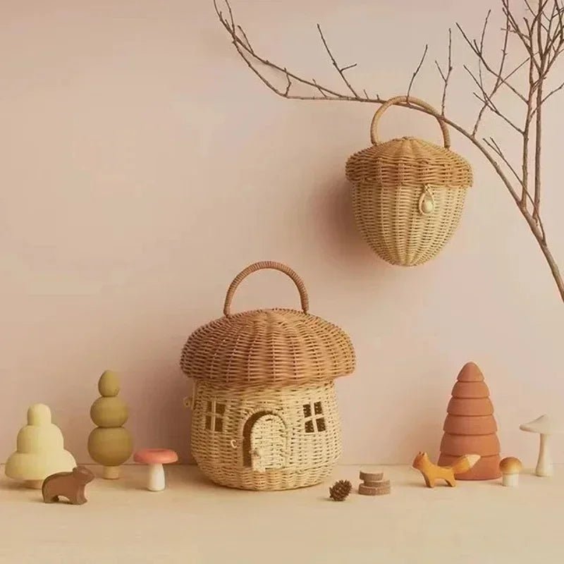 Load image into Gallery viewer, Handmade Rattan Baskets for Kids – Playtime Storage, Travel Accessories &amp; Decor | Handmade Rattan Baskets for Kids – Playtime Storage, Travel Accessories &amp; Decor | Domvora Home &amp; Deco
