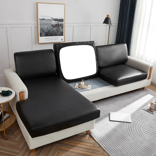 Waterproof PU Leather Sofa Cushion Cover – Stretch Slipcover for Armchairs, L - Shaped & Standard Sofas - Domvora Home & Deco